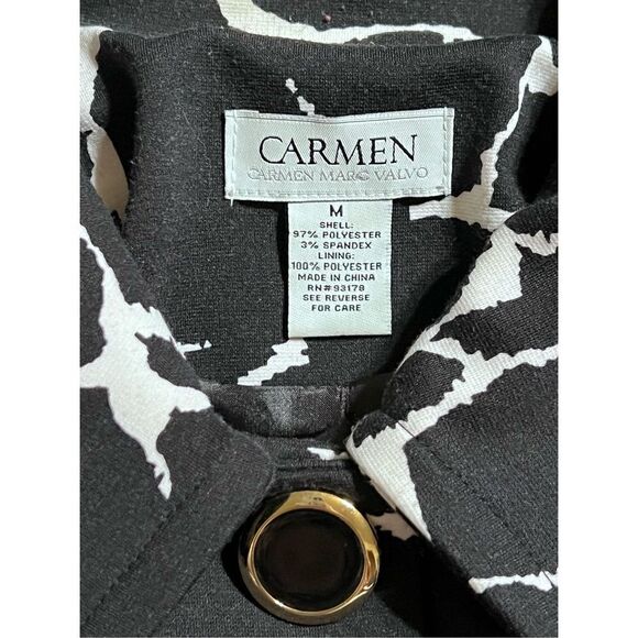 Carmen Black & White Animal Print 3/4 Swing Coat Size Medium - Picture 4 of 4